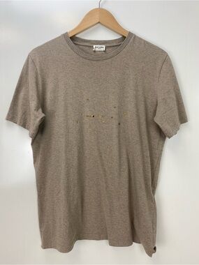 Saint Laurent Taupe Graphic Short Sleeve Crewneck Tee
